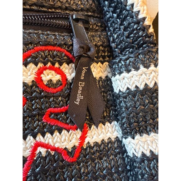 Vera Bradley Striped Mini Backpack Red Anchor Embroidery Adjustable Floral Strap - Picture 3 of 5